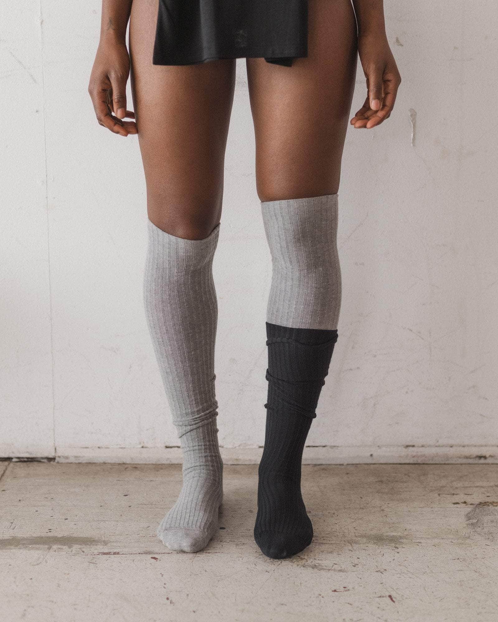 Pack - 2 Overknee Socks (Black / grey) - Image 2