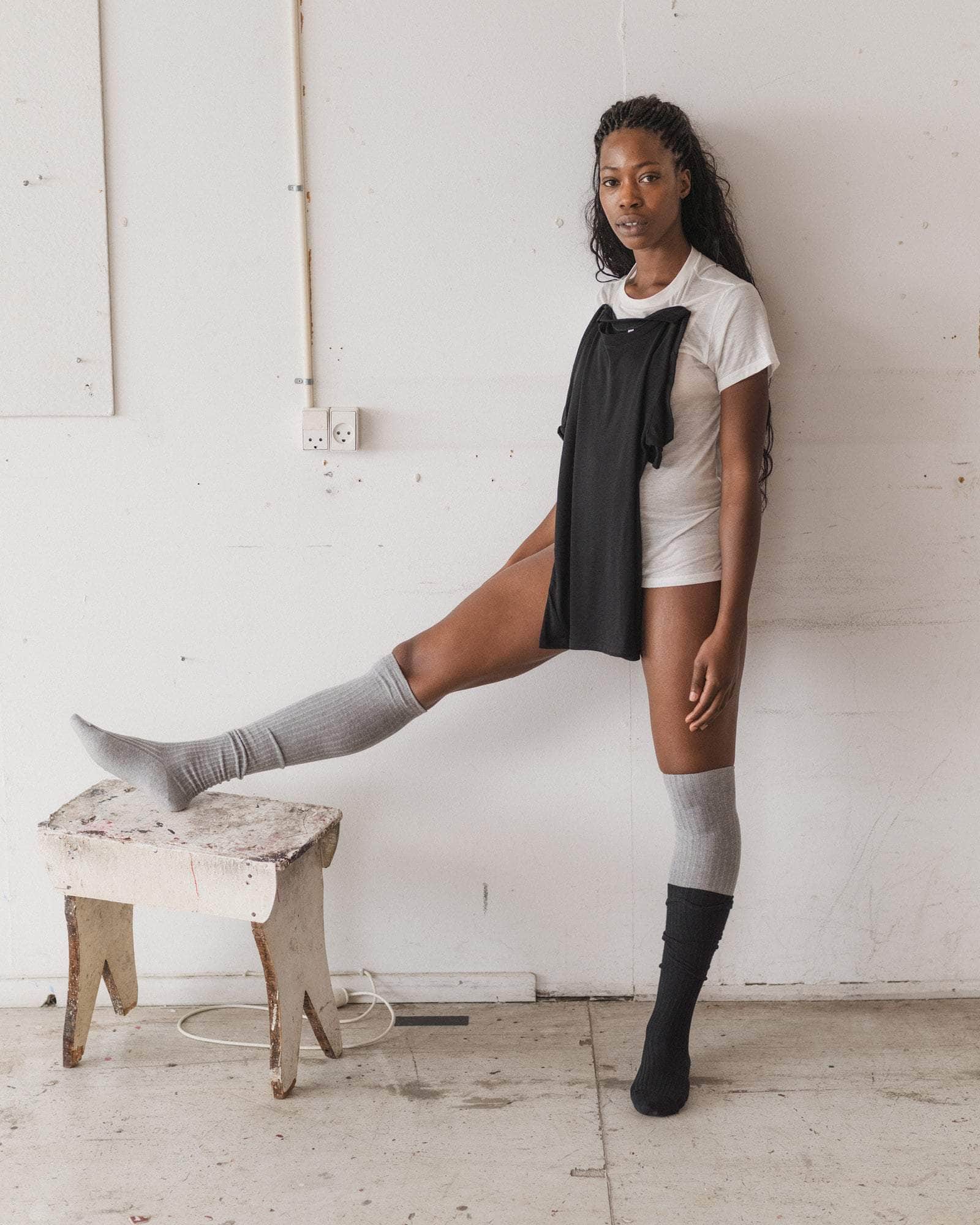 Pack - 2 Overknee Socks (Black / grey) - Image 4