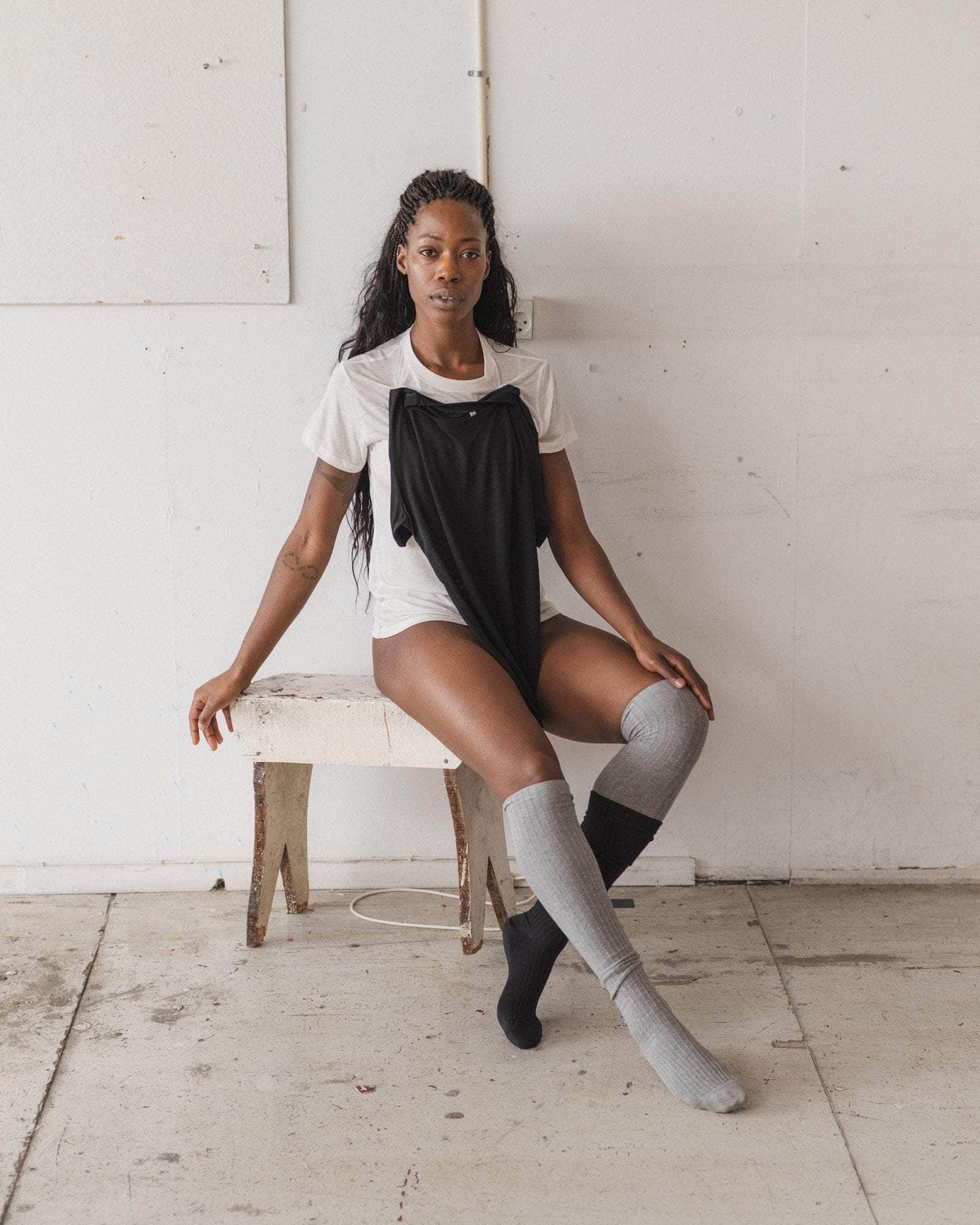 Pack - 2 Overknee Socks (Black / grey) - Image 5